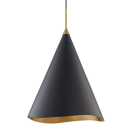 Hudson Valley Lighting Martini 1 Light Pendant 18 In. Gold Leaf/Black Combo 9618-GL/BLK