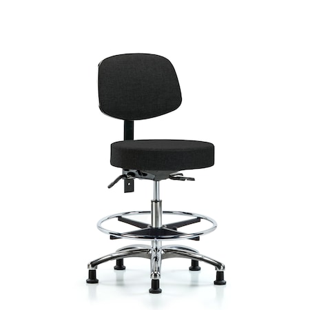 Blue Ridge Ergonomics Bench Stool, Med, Fab, Bk Chrm, CF, Gld Blk BR-FMBST-CR-T0-CF-RG-F42