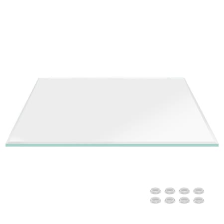 Fab Glass And Mirror 16X30in Rectangle Ultra Clear Glass Table Top, Beveled Edge, Low Iron Extra Clear Tempered G LI-16x30REC12THBE