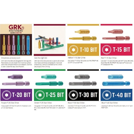 Grk Fasteners GRK 3'' T10 Star Drive Impact Screwdriver Bit, 2 Ct. 87421