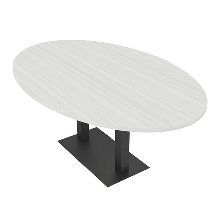 Skutchi Designs Oval Conference Table With Power Unit, 48 in W, 84 in L, White HAR-OVL-48X84-DOU.BK-WA7976-NA
