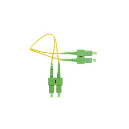 Cable Wholesale SC/APC OS2 Duplex Fiber Optic Patch Cord, OFNR, Singlemode 9/125, Yellow Jacket, Green SCSC-01303