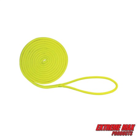 Extreme Max 3006.2442 BoatTector Double Braid Nylon Dock Line - 3/8" x 20', Neon Yellow 3006.2442