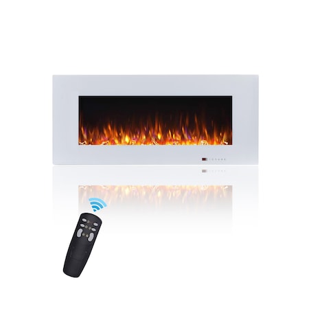 Edendirect 50-in W White Wall mount LED Flat wall Electric Fireplace with Remote Control Included ZR-WM50-WH