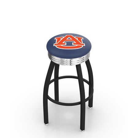 Holland Bar Stool Co 30" Blk Wrinkle Auburn Swivel Bar Stool, Chrome Ring L8B3C30Auburn