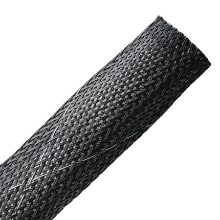Hellerman Tyton Braided Sleeving, Expandable, Flame Retardant, 1" Dia, PET, Black, 250 ft/bulk reel 170-03093