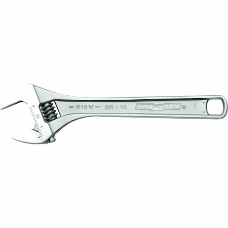 Channellock Adj. Wrench, 8", 1-3/16" Cap., Chrome 808W