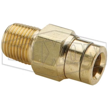 Dixon Legris by Push-In Straight Connector, 1/8 x 3/8 in Nominal, MNPT x Tube, 250 psi Pressure, Brass, D 31156011DOT