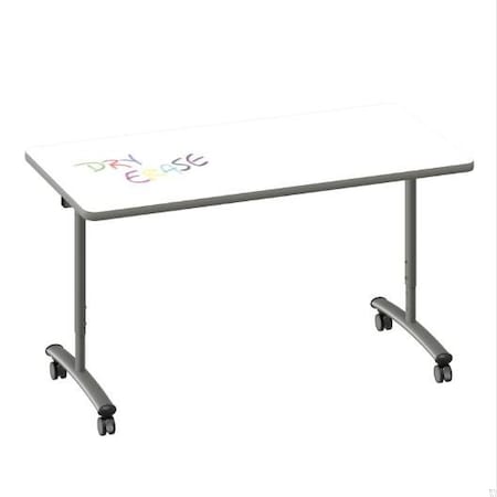 Correll Rectangle Premium Sit To Stand Dry Erase Flip Top Table, 60 in W, 28 in to 38 in H FTS3060DE-80-14-13