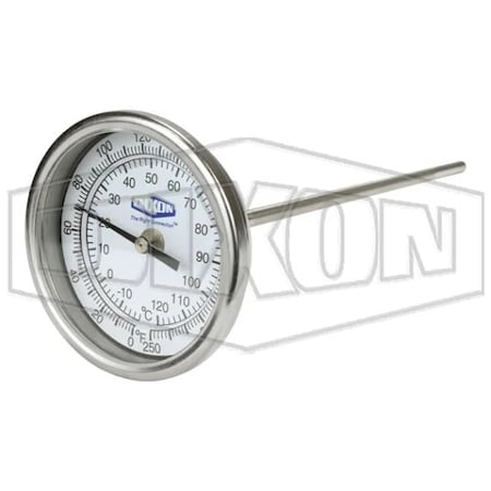 Dixon Model 30 Thermometer, 0 to 250DegF, 1 % Accuracy, 1/2 in MNPT Connection 30090064