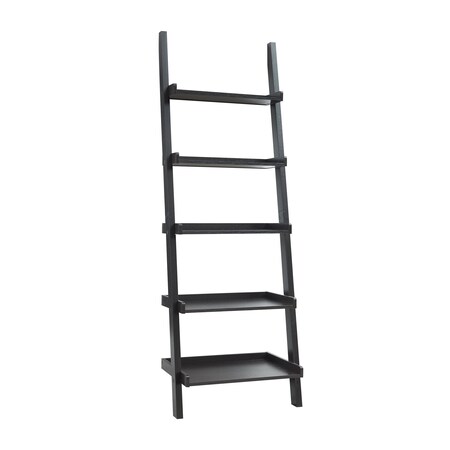 Homeroots 72" Espresso Wood Five Tier Ladder Bookcase 630396