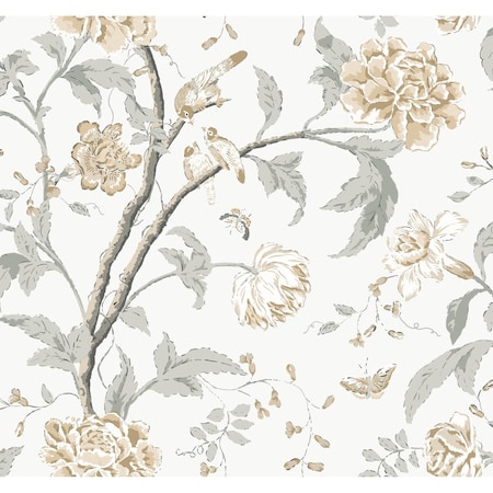 York Wallcoverings Teahouse Floral Neutral Wallpaper BL1783