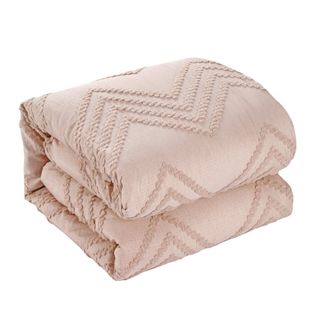 Homeroots Blush Twin Polyester 180 Thread Count Washable Duvet Cover Set 529054