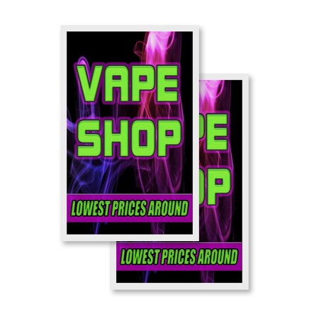 Signmission Vape Shop Lowest Prices Around, Vinyl Decals Only 24 Inch x 36 Inch, Vinyl Decal, 2PK DSB-2436-2PACK-VapeShopLowestPricesAroun