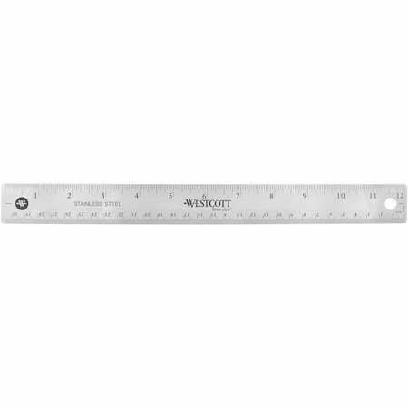 Westcott Ruler, Stainless Steel, 12 In 10415