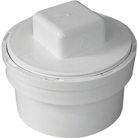 Canplas Cleanout Body with Threaded Plug, 4 in, Spigot x FNPT, PVC, White 414274BC