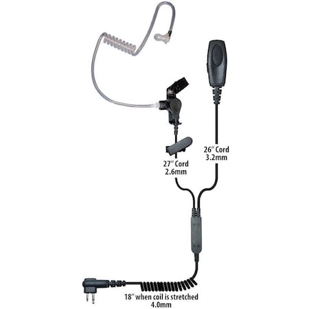 Klein Electronics Inc Klein 2-Wire Surveillance Earpiece - Mono - Wired - Earbud - Monaural - In-ear - Noise Canceling Patriot-M1