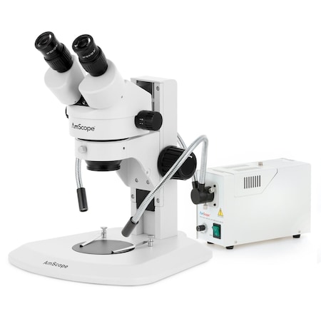 Amscope SM-1 Super Widefield Zoom Binocular Stereo Microscope 7X-90X w/150W Halogen Dual Gooseneck Lights a SM-1BRY-FOD-8M