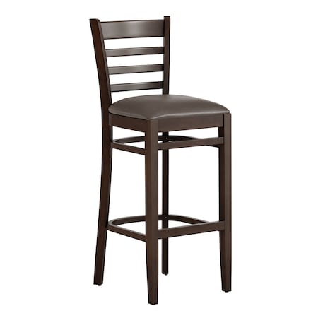 Flash Furniture HERCULES Ladder Back Walnut Wood Restaurant Barstool - Mocha Vinyl Seat XU-DGW0005BARLAD-WAL-MCHV-GG