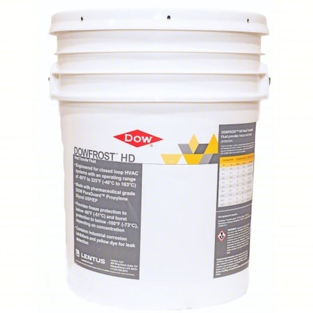 Dowfrost Freeze Protectant, Yellow, 5 gal, Pail 9992157