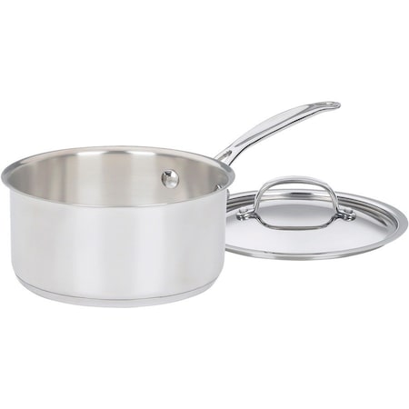 Cuisinart Chef's Classic Sauce Pan with Cover, 2 qt Capacity, Aluminum, Polished Mirror, Riveted Handle 719-18