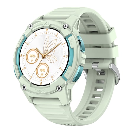 Kospet TANK S2 1.32-In. AMOLED GPS Smartwatch with Silicone Band Iris Green P-S001-G