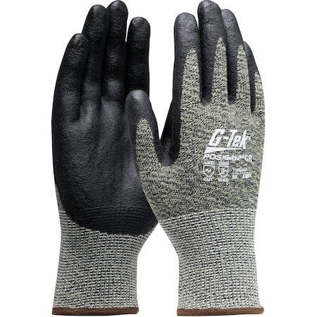 G-Tek Antimicrobial Seamless Knit A4 Aramid Blended Glove w/Foam Nitrile Coated Grip on Palm&Finger, 12PK 710SANF/2XL