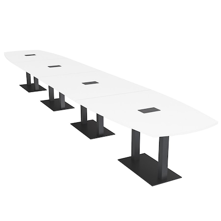 Skutchi Designs Arc Rectangle Meeting Room Table, 45 in W, 240 in L, White HAR-AREC-48X240-DOU.BK-W960-EBLK