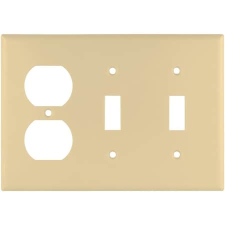 Eaton Wiring Devices Combination Wallplate, 4-1/2 in L, 6-3/8 in W, 3 -Gang, Thermoset, Ivory 2158V-BOX