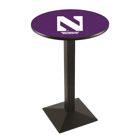 Holland Bar Stool Co 42" Blk Wrinkle Northwestern Pub Table, 36" dia. Top L217B4236Nthwst