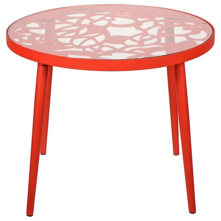 Leisuremod Round 23 in W, 19 in L, Glass/Aluminum, Red DT20R
