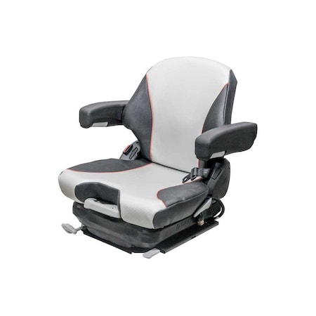 Uni Pro 138 Mechanical Suspension Seat | Black/Silver Vinyl with Orange Piping 8797