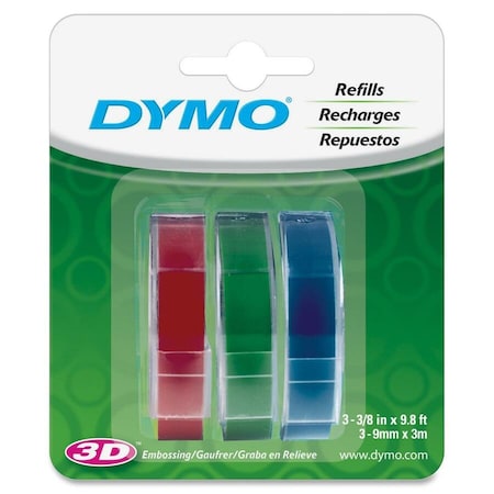 Dymo Self-Adhesive 3/8 in. W X 9.8 ft. L Blue/Green/Red Embossing Label Maker Tape 1741671