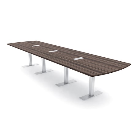 Skutchi Designs 16ft Arc Rectangle Conference Table With Power | Harmony Series | 16 Person Meeting Room Table HAR-AREC-48X192-T-H3041-ESIL