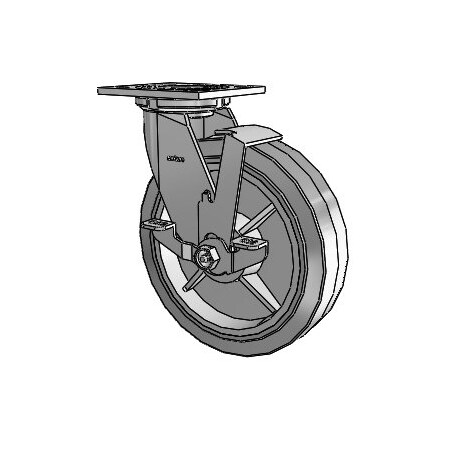 Colson 4 Series Swivel Plate Caster 4.08199.459 BRK7 Rubber Top Lock Brake 8" Dia. 675 Lb. 4.08199.459 BRK7