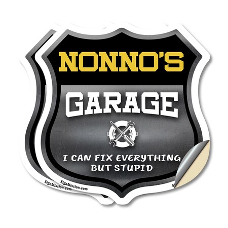 Signmission Nonno's Garage I Can Fix Everything But Stupid, 6 inch X 6 inch, Vinyl Decal, 2PK SHI-D-2PACK-6-490-NONNO