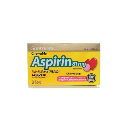 Geiss Destin & Dunn Aspirin Chew Tablets, 81mg, Cherry, 36PK 00113027468