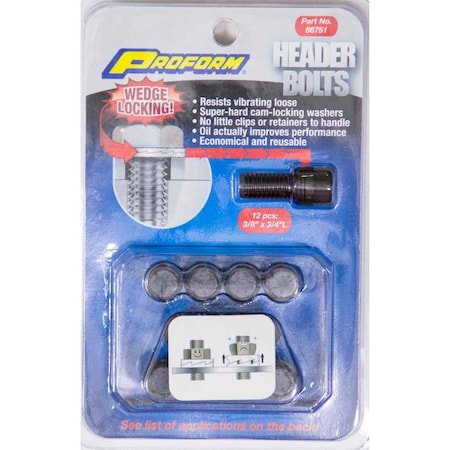 Proform 0.375 x 0.75 in. Wedge Locking Header Bolts, 12PK PFM66751