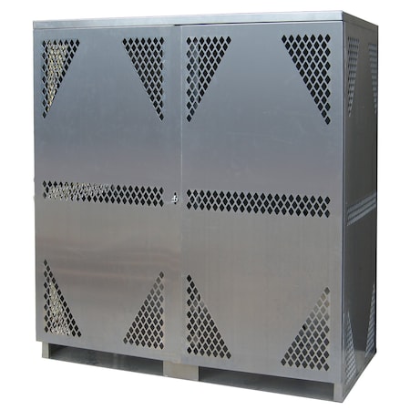 Securall 16 Cylinder Horizontal Aluminum LP & Oxygen Gas Storage Cabinet, 20 or 33 Lb, Standard 2-Door LP16S
