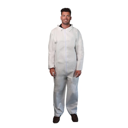 Vguard Microporous Coverall, 60gsm, White, Open Wrists & Ankles, XL, 25PK BC2AB14