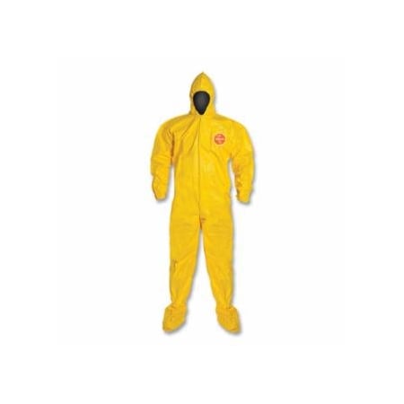Dupont Tychem 2000 Coverall, Bound Seam, Attached Hood and Sock, Elastic Wrist, Front Zipper, Storm, 12PK 251-QC122B-L