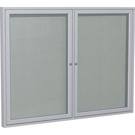 Ghent Enclosed Bulletin Board, 2 Door, Vinyl, 4 ft H x 5 ft W, Silver PA24860VX-193