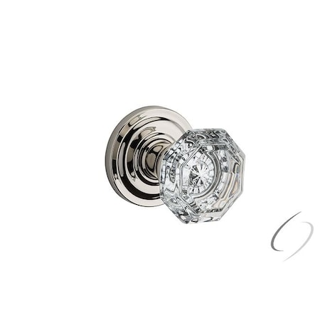 Baldwin Privacy Crystal Knob and Traditional Round Rose with 6AL Latch and Dual Strike Lifetime Bright PVCRYTRR055