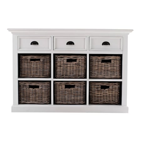 Homeroots Modern Farmhouse Buffet Server With Basket Set 388213