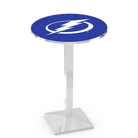 Holland Bar Stool Co 42" Chrome Tampa Bay Lightning Pub Table, 36" dia. Top L217C4236TBLght