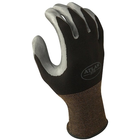 Showa Atlas HighFlexibility Protective Gloves, L, Knit Wrist Cuff, Nitrile Glove, BlackGray 370BL-08.RT