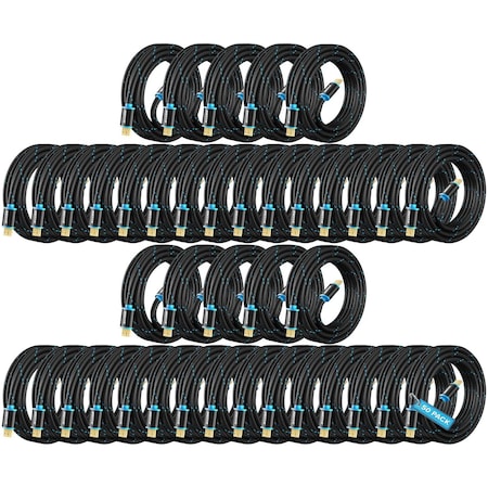 Maximm 15ft 4K Ultra HD Braided HDMI 2.0 Cable 18Gbps 4K60Hz, 50PK HDMI-4K15FT-50PK