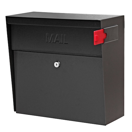 Mail Boss Metro Locking Wall-Mount Mailbox, Black, 14/16-Gauge Steel 805941