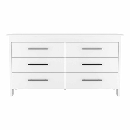 Homeroots 59" White Six Drawer Double Dresser 403749