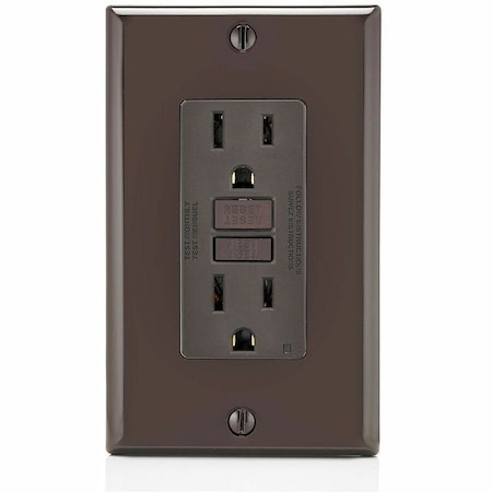 Leviton GFCI Receptacle, 15A, 125Vac, 5-15R, Brown GFNT1
